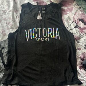Victoria's Secret Black Tank Top with Holographic Logo with leggings
